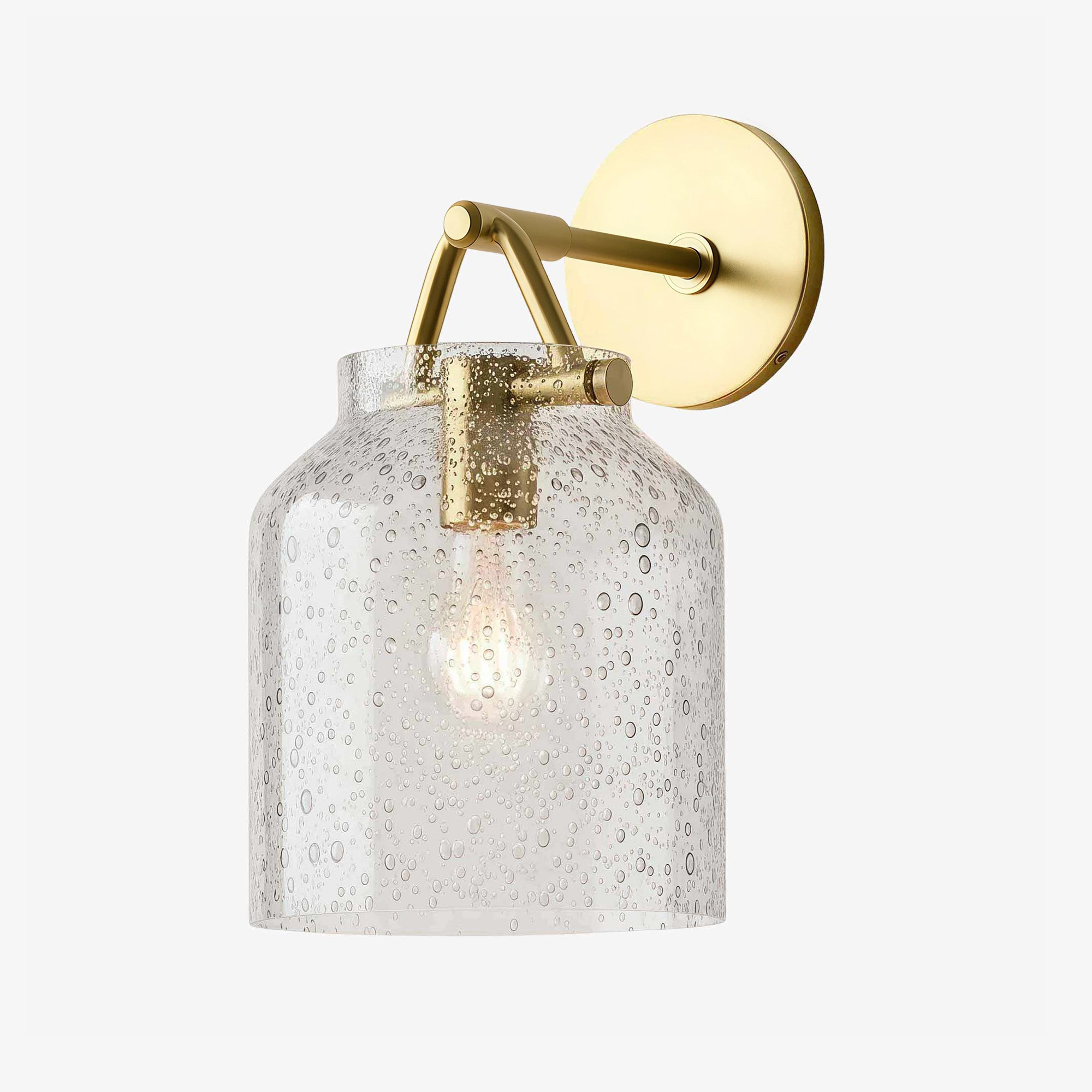 Hanton Modern Minimalist Brass and Glass Sconce – Damp Rated for Bathrooms T173