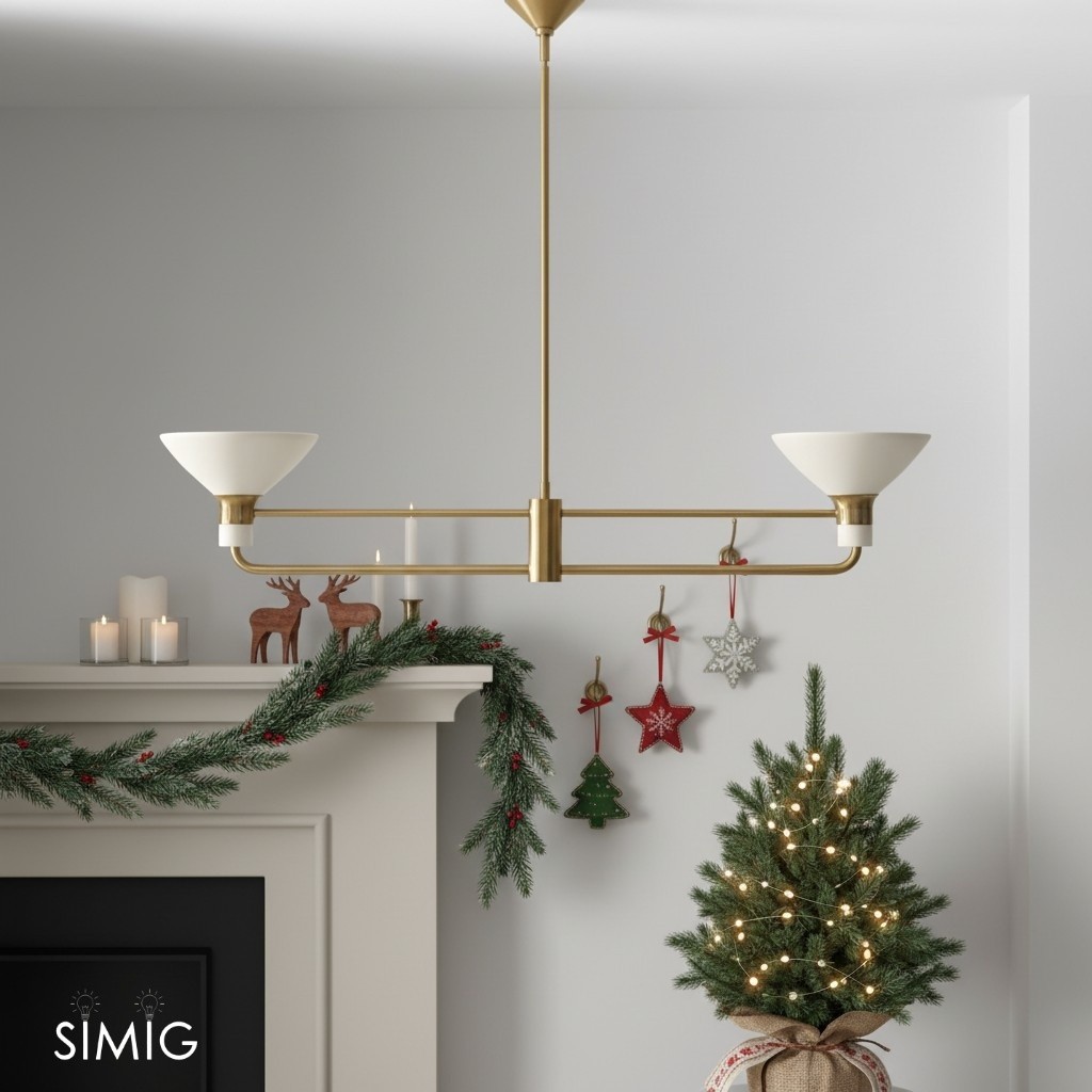 Calvor Adjustable Linear Chandelier – Porcelain & Bronze Pendant Light for Dining Rooms T126