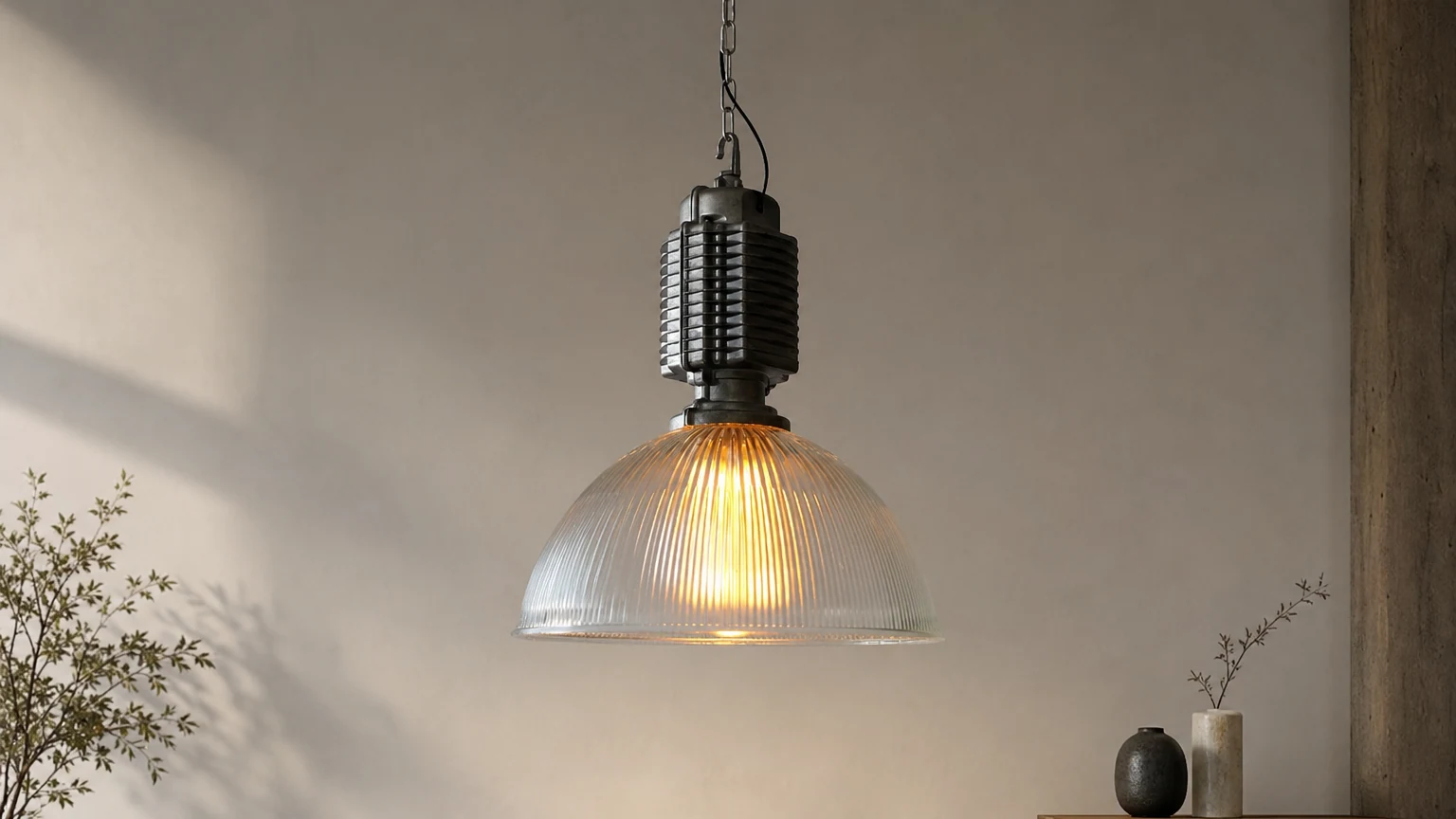 Lampa wisząca Lobay D470 w neutralnym wnętrzu