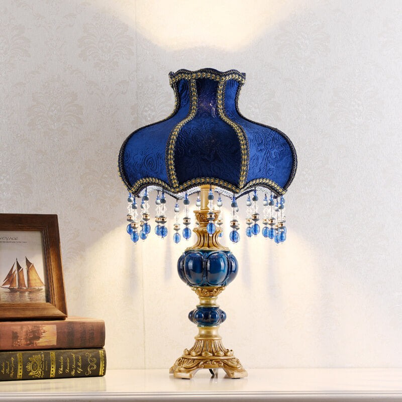 Palace Decoration Design Dark Blue Fabric Table Lamp M14