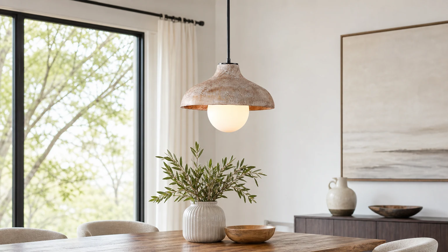 Lampa wisząca Surfside D551 w ciepłej scenerii wnętrza