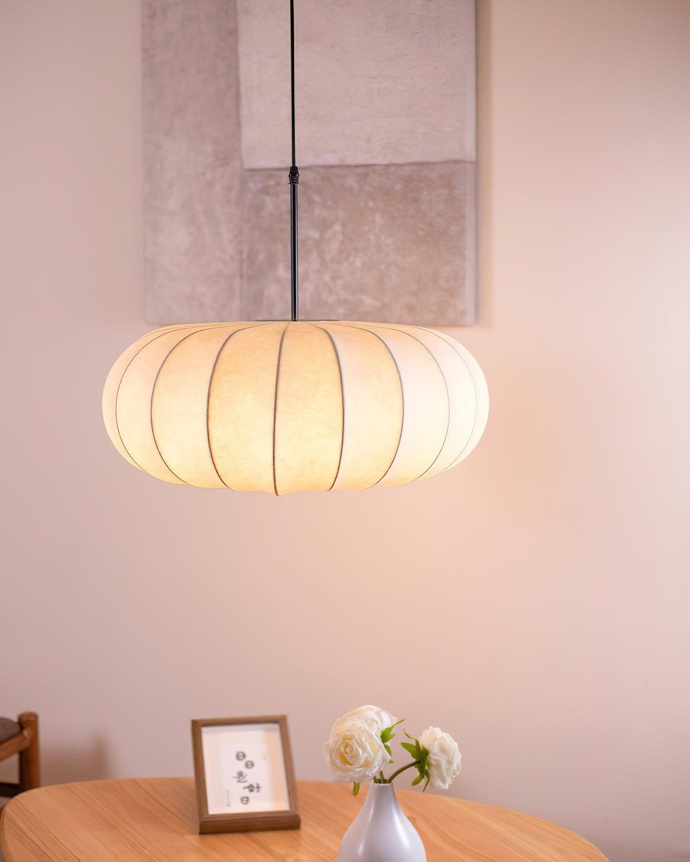 Simple Wabi-sabi White Lantern Fabric Pendant Lamp M105