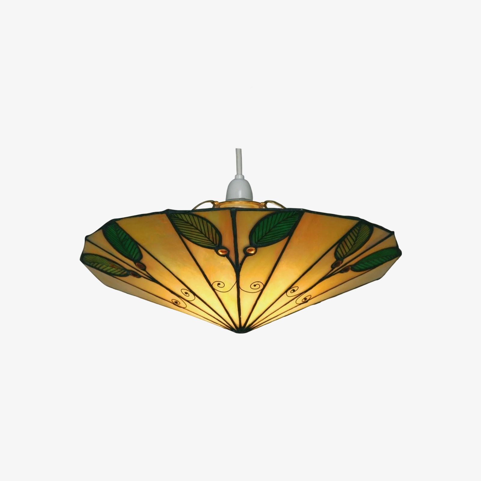TF Harken Tiffany Style Leaf Pendant Shade Stained Glass Lamp Shade for Living Room and Bedroom T644