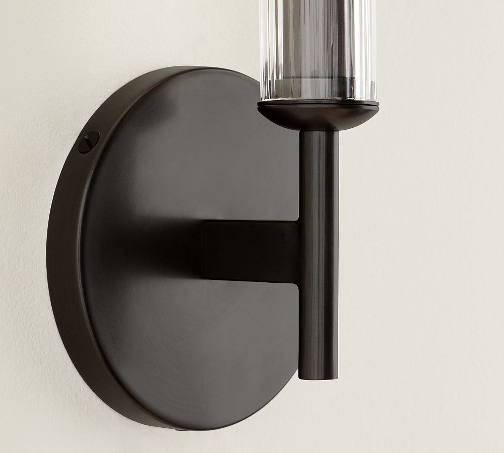 Bravira Ribbed Glass Wall Lamp - Tube Metal Light in Classic Finishes T075
