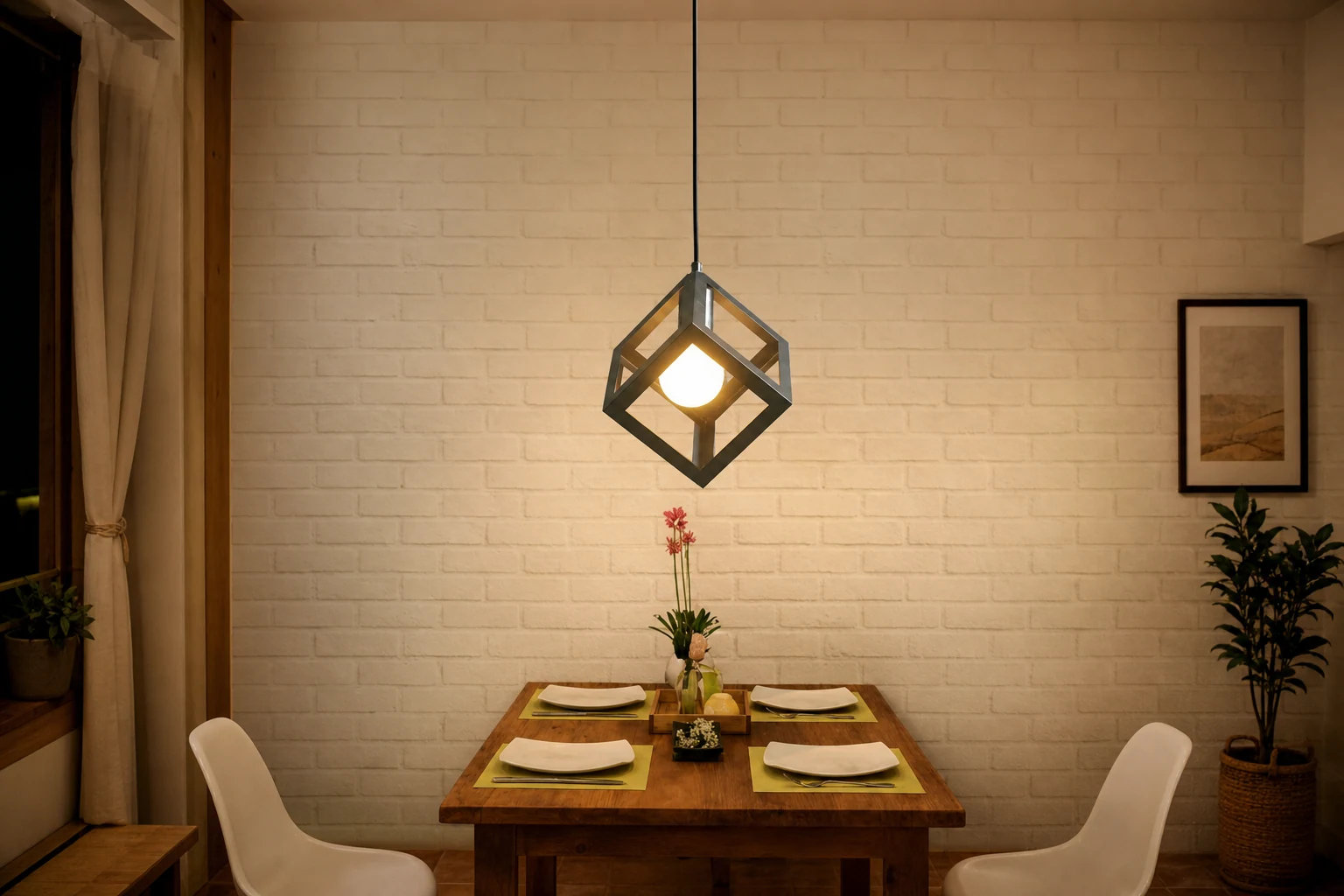 TERRA Cubic Pendant Light in a lifestyle room scene