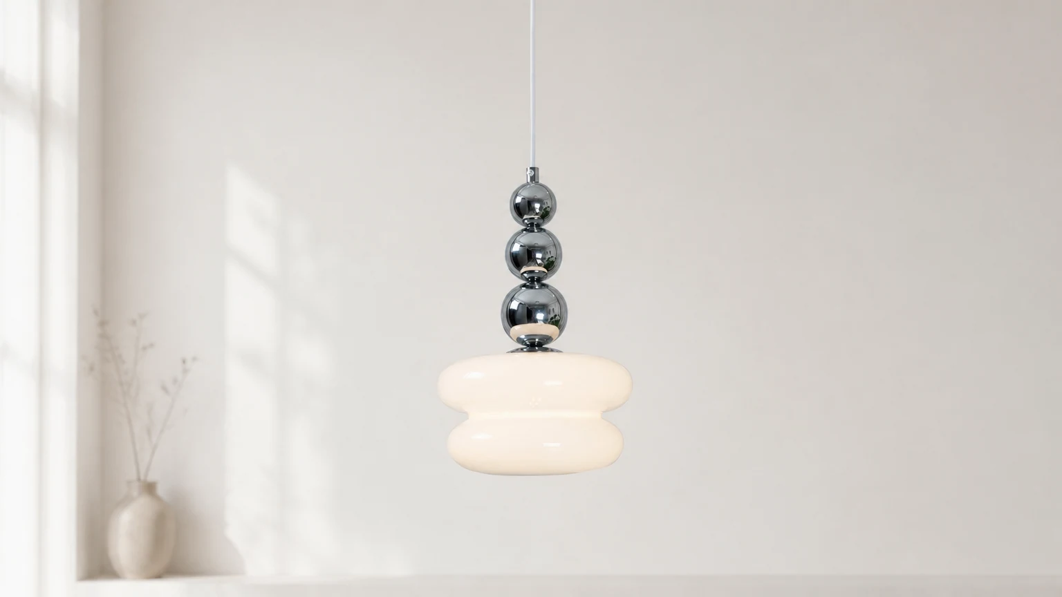Współczesna lampa wisząca z podnośnikiem kulowym w stylu nordyckim w nowoczesnym salonie