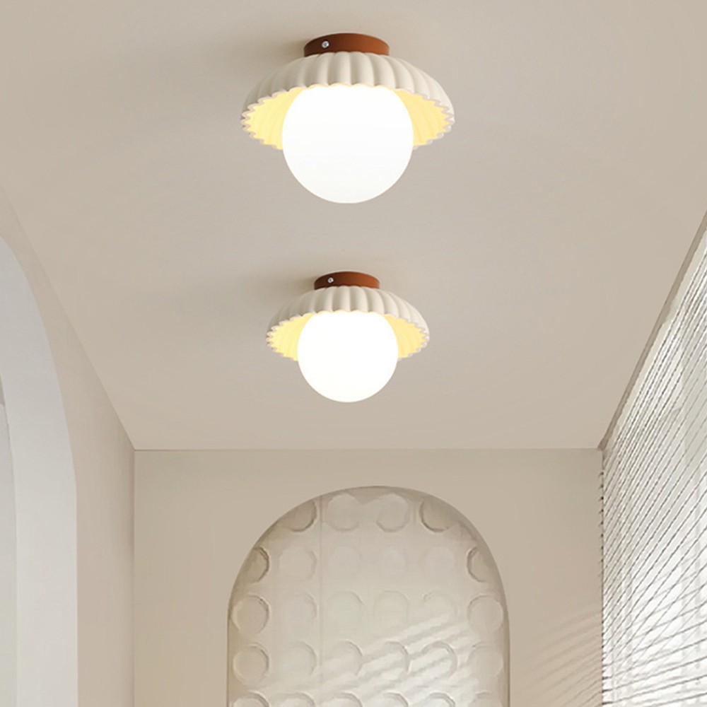 Cream Flower Bud Glass Hallway Ceiling Light S161