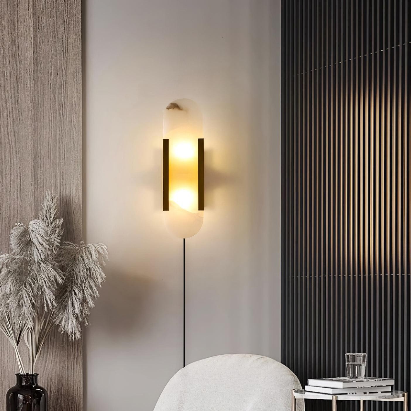 Alabaster Elongated Plug In Wall Lamp M237