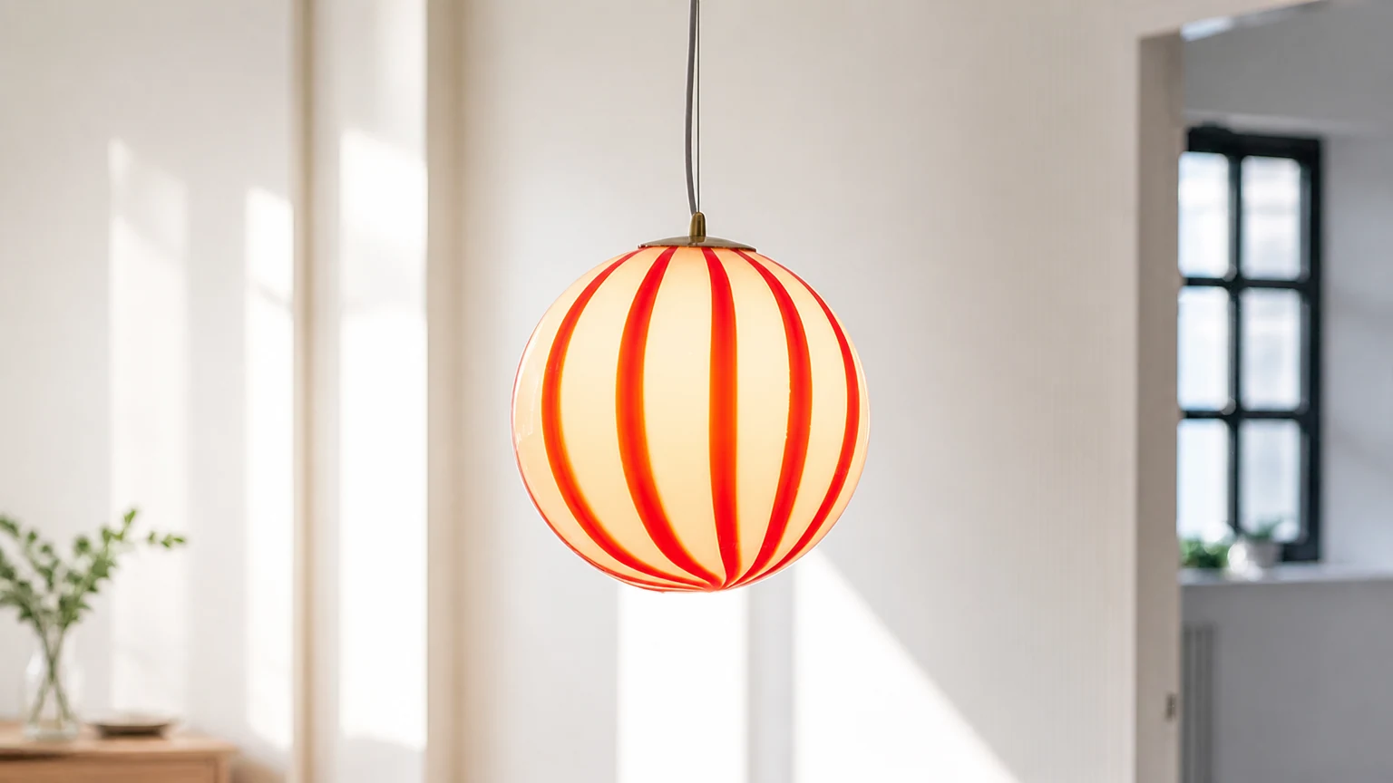 Lampa wisząca Solstice Plug In D126 świecąca w ciepłym wnętrzu