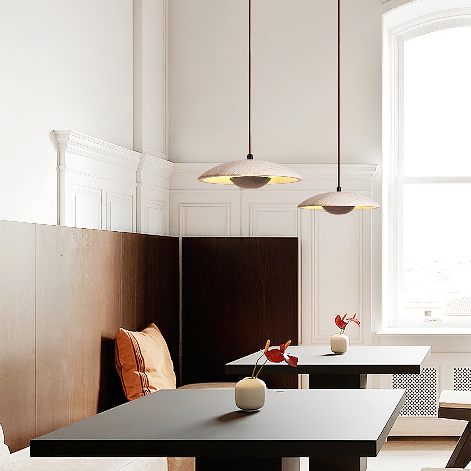Cream Style Wood Pendant Lamp M422