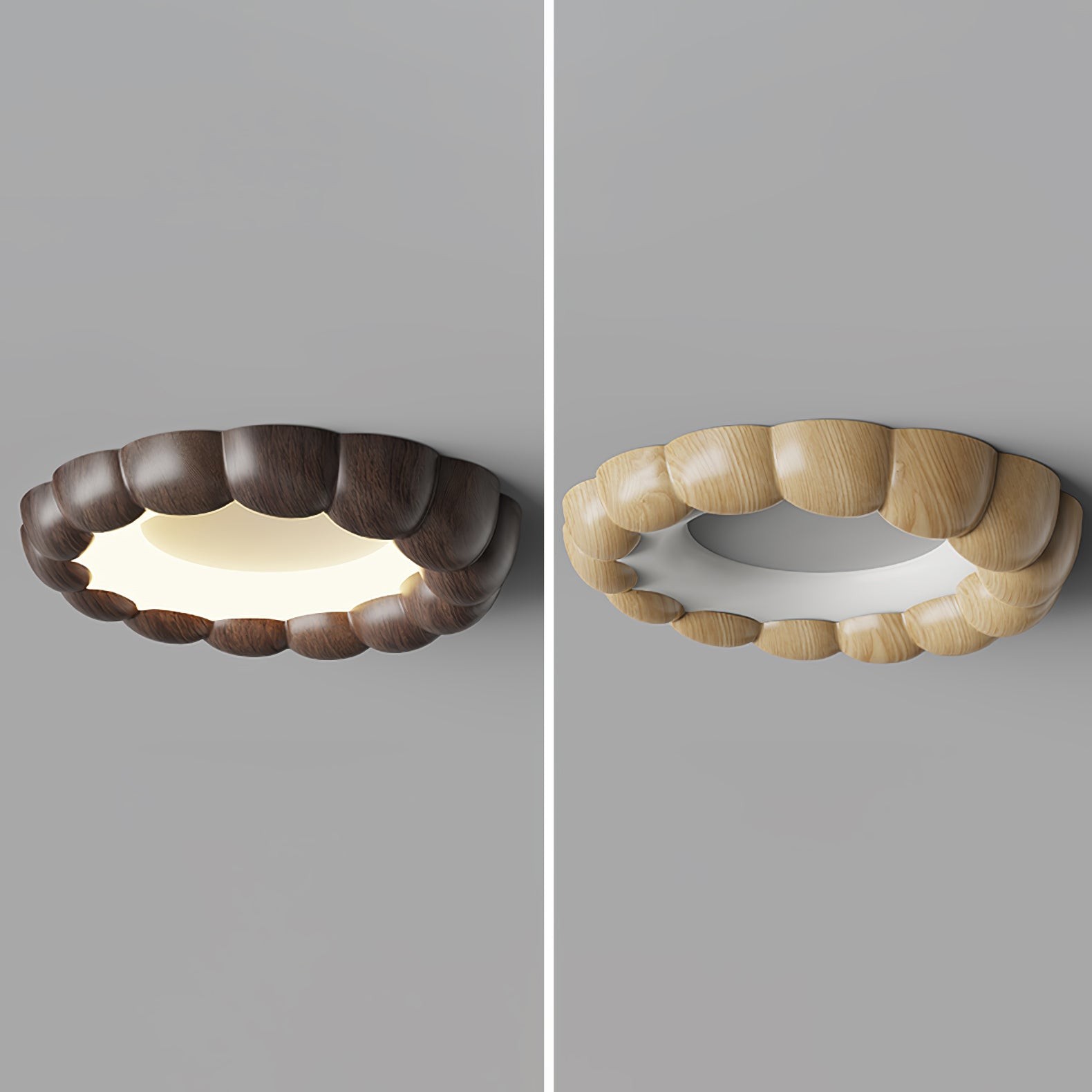 Faux Wood Ripple Ceiling Lamp M559