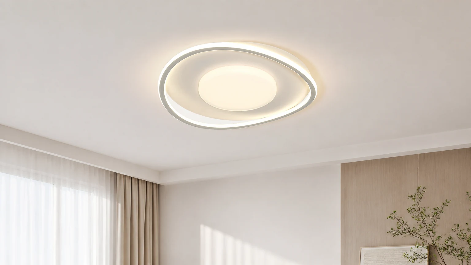 Minimalistyczna lampa sufitowa LED o geometrii M541 w nowoczesnej aranżacji pomieszczenia