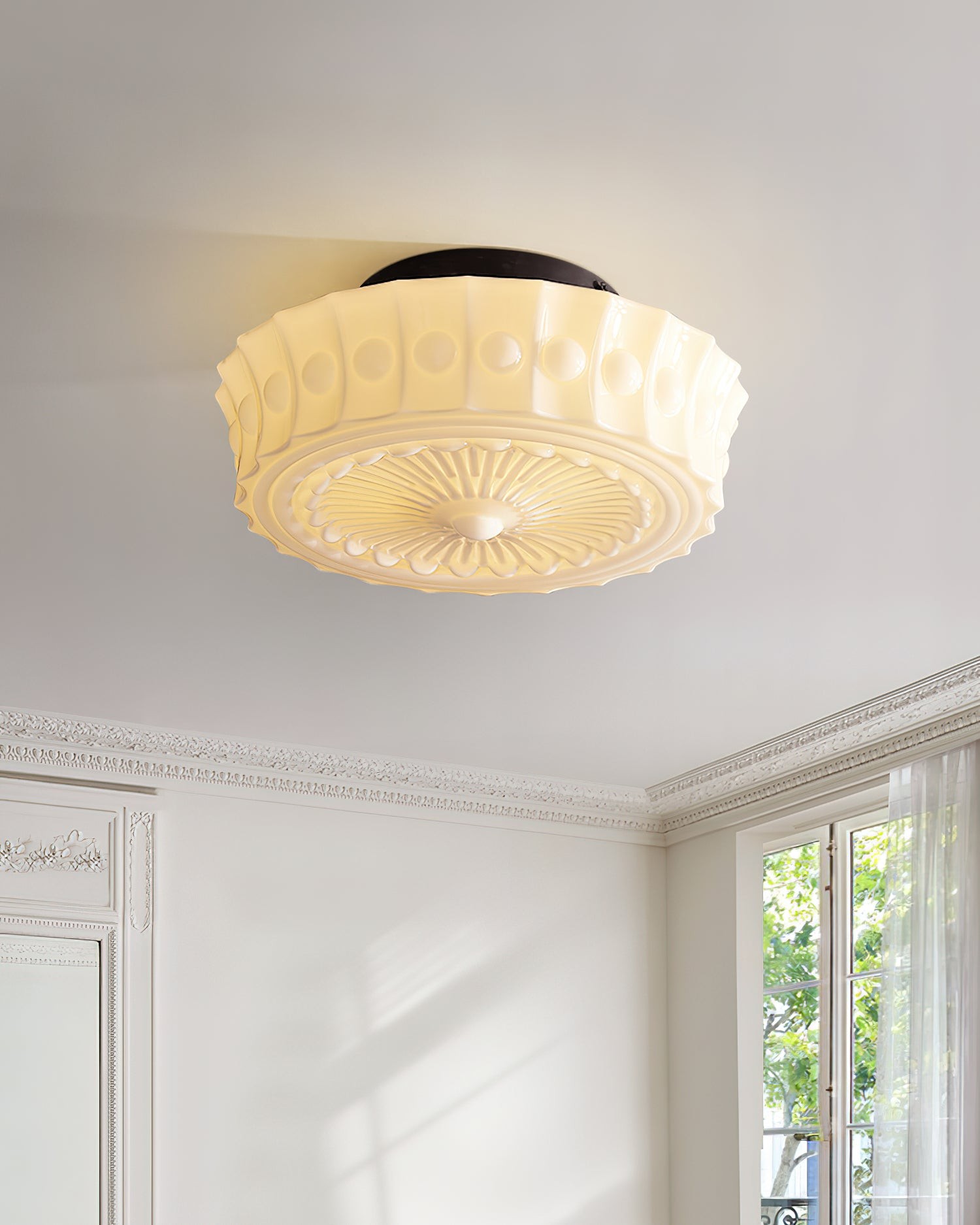 Rigidus French Vintage Glass Cream Style Ceiling Light M151