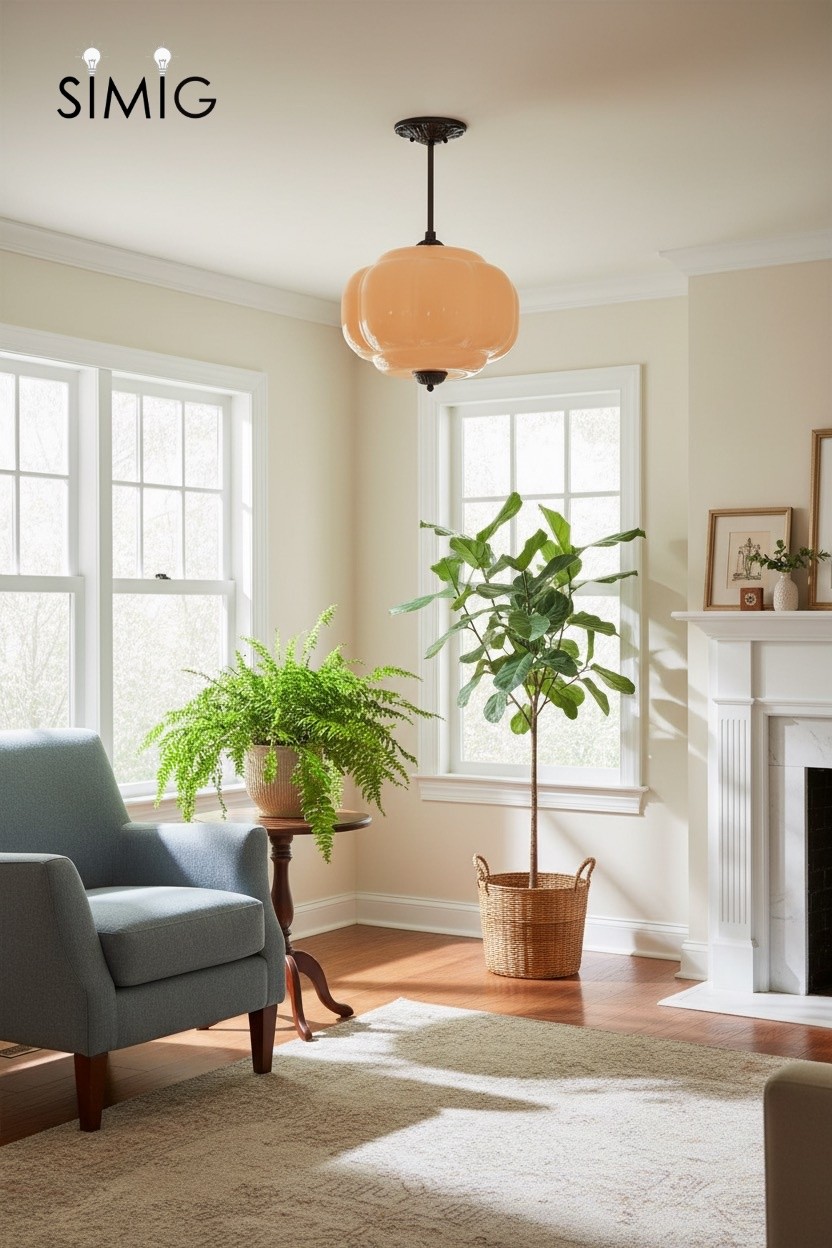 Eloise Vintage Pumpkin Glass Semi-Flush Mount Pendant Light G53