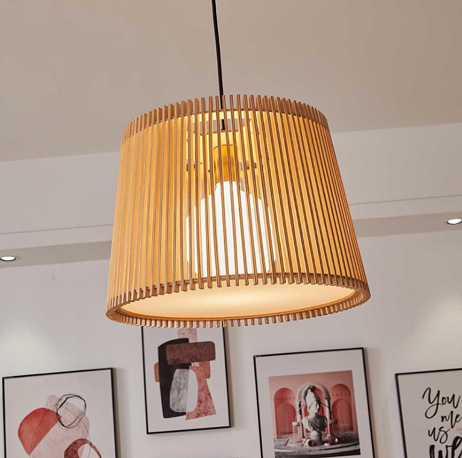 Wooden Log Color Cage Pendant Light M425
