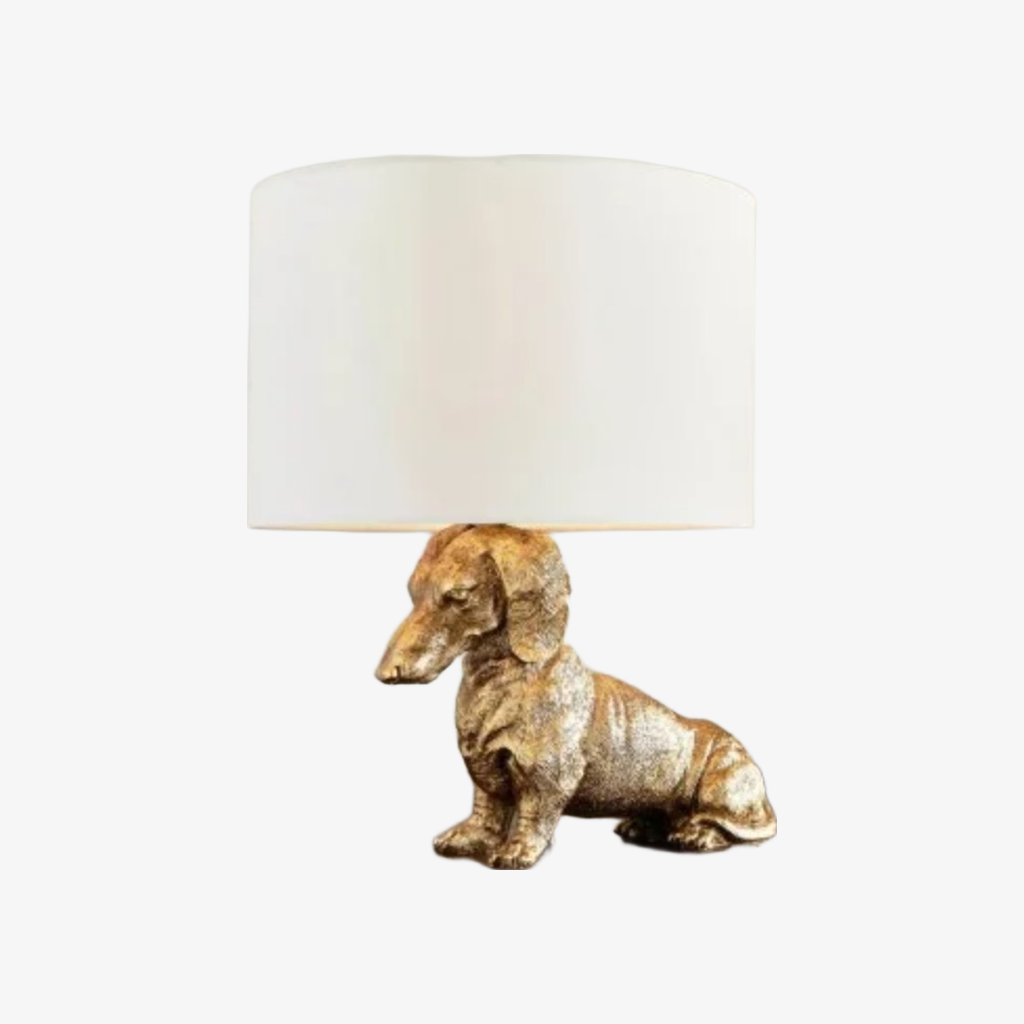 Lámpara Pawdia Dachshund sobre fondo blanco