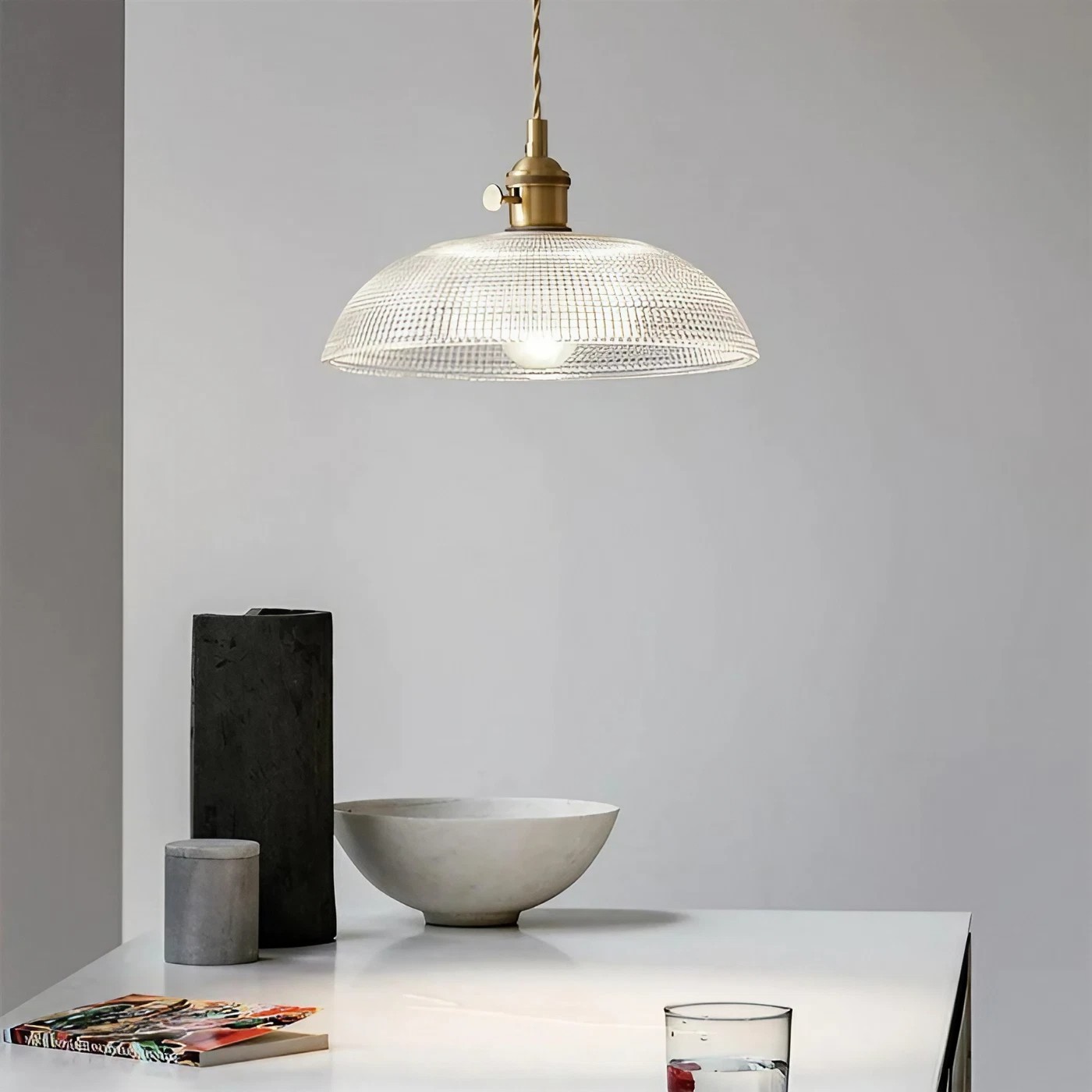Velaris Vintage Copper Bowl Glass Pendant Light S96
