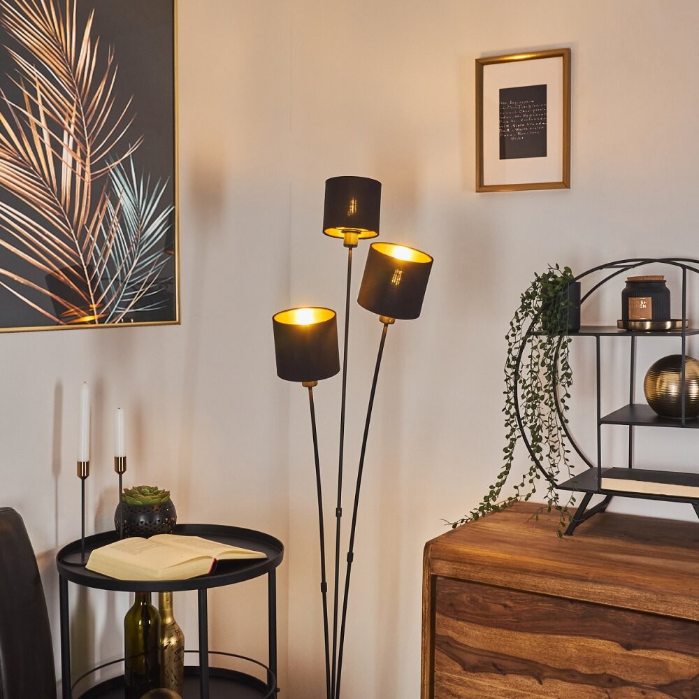 Metal Matte Black Fabric Shade Floor Lamp S67