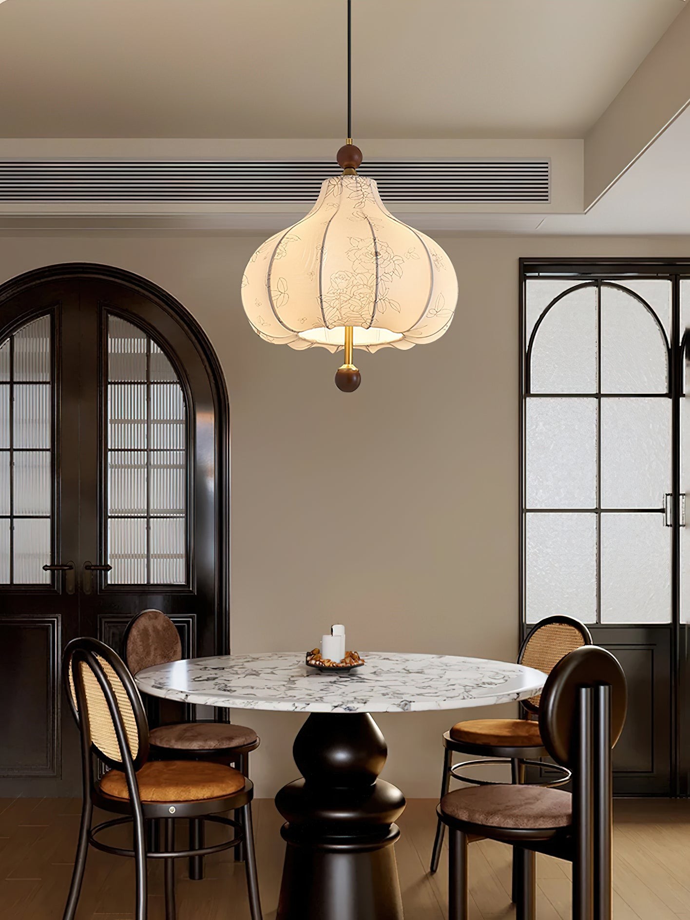 French Retro Fabric Pattern Pendant Lamp M77