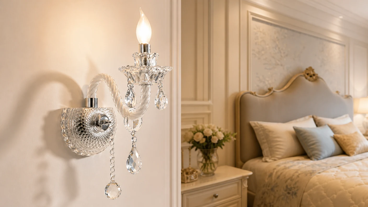 Candlestick Crystal Wall Light in a refined interior scene