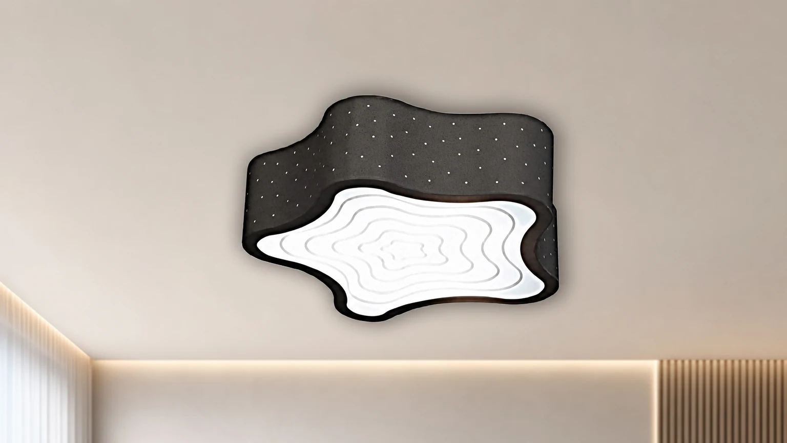 Olśniewająca lampa sufitowa LED DYLAN zainstalowana w scenie w sypialni