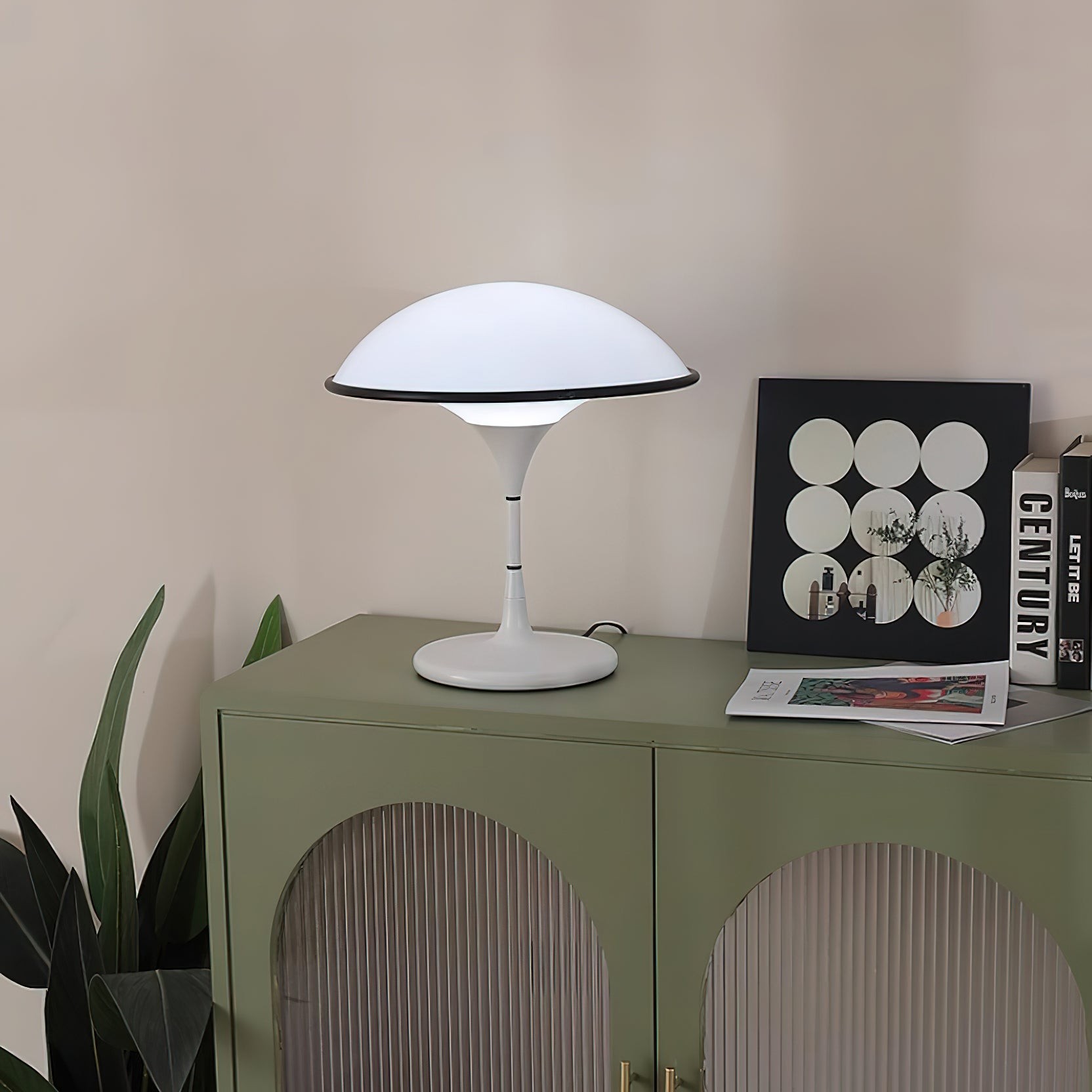Danish Retro White Flying Saucer Table Lamp M378