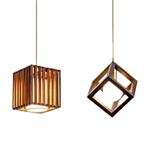 Zwei CUBIC-Holzpendelleuchtenschirm-Designs