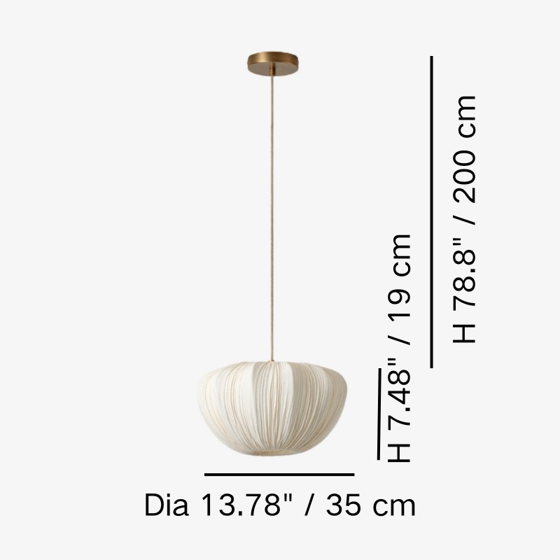 Schemat wymiarowy małej zawieszki Linbron, średnica 35 cm i wysokość 19 cm