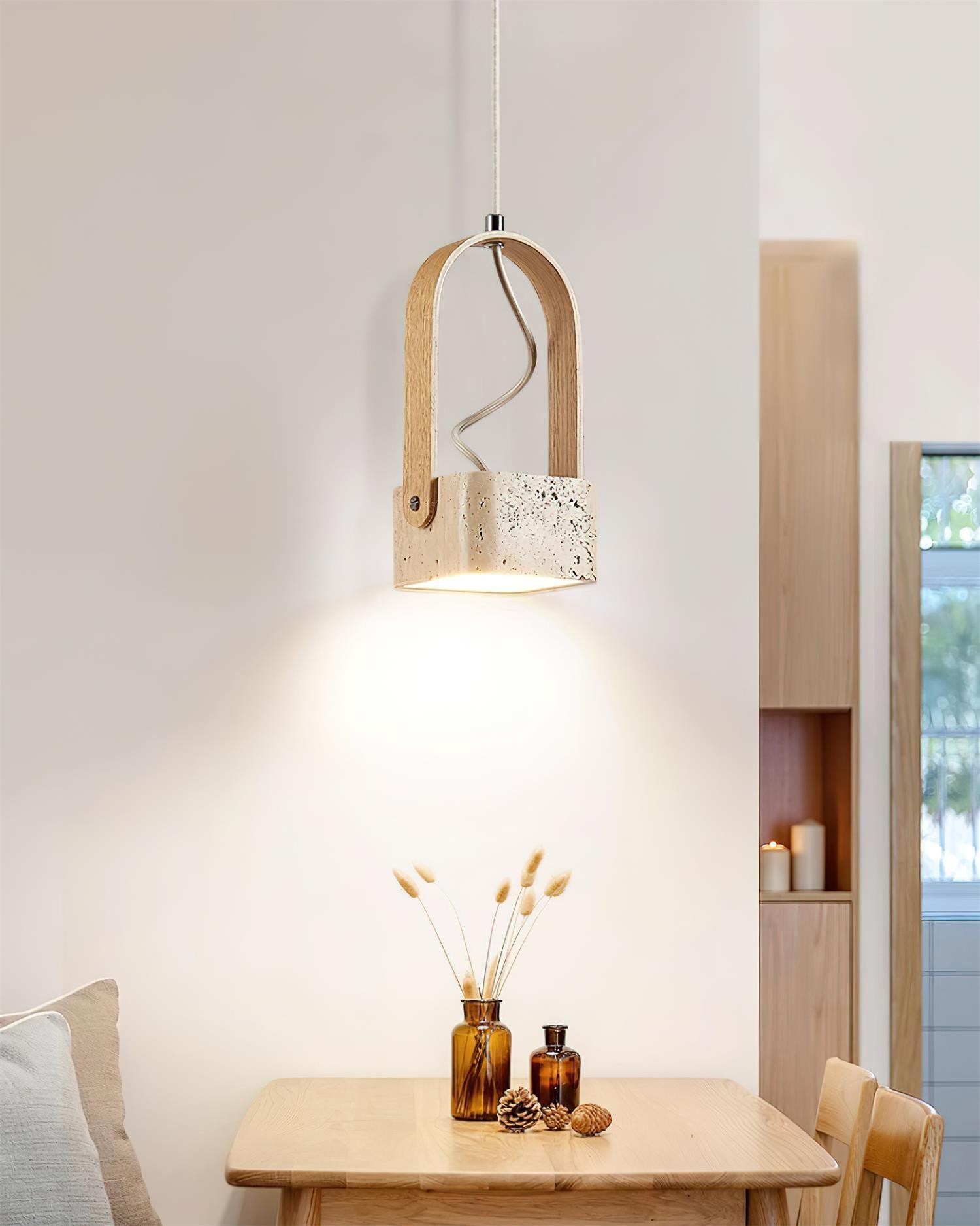 Geometric Yellow Travertine Pendant Lamp M368