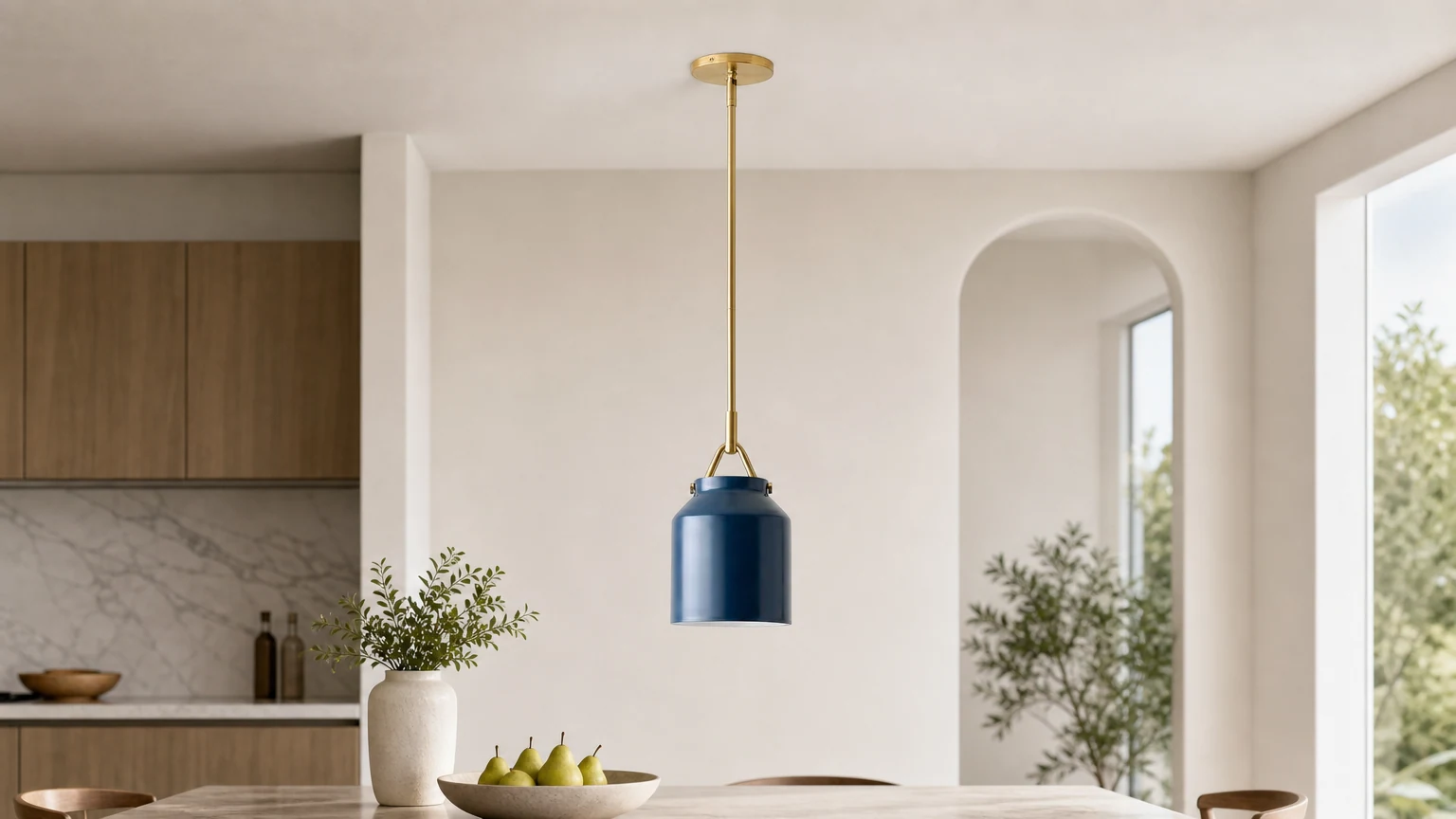 Nowoczesna metalowa lampa wisząca Hanton w kuchni