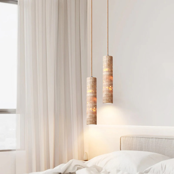 Cream Travertine Tube Pendant Light D912