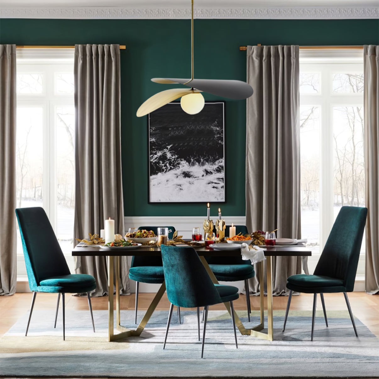 Nordic Simple Double-layer Spherical Glass Ball Chandelier M124