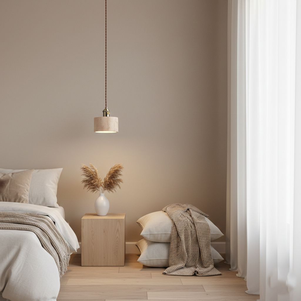 Alagusmo Minimalist Travertine Pendant Light D892