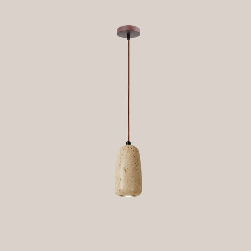Traditional Japanese Travertine Wood Pendant Lamp M107