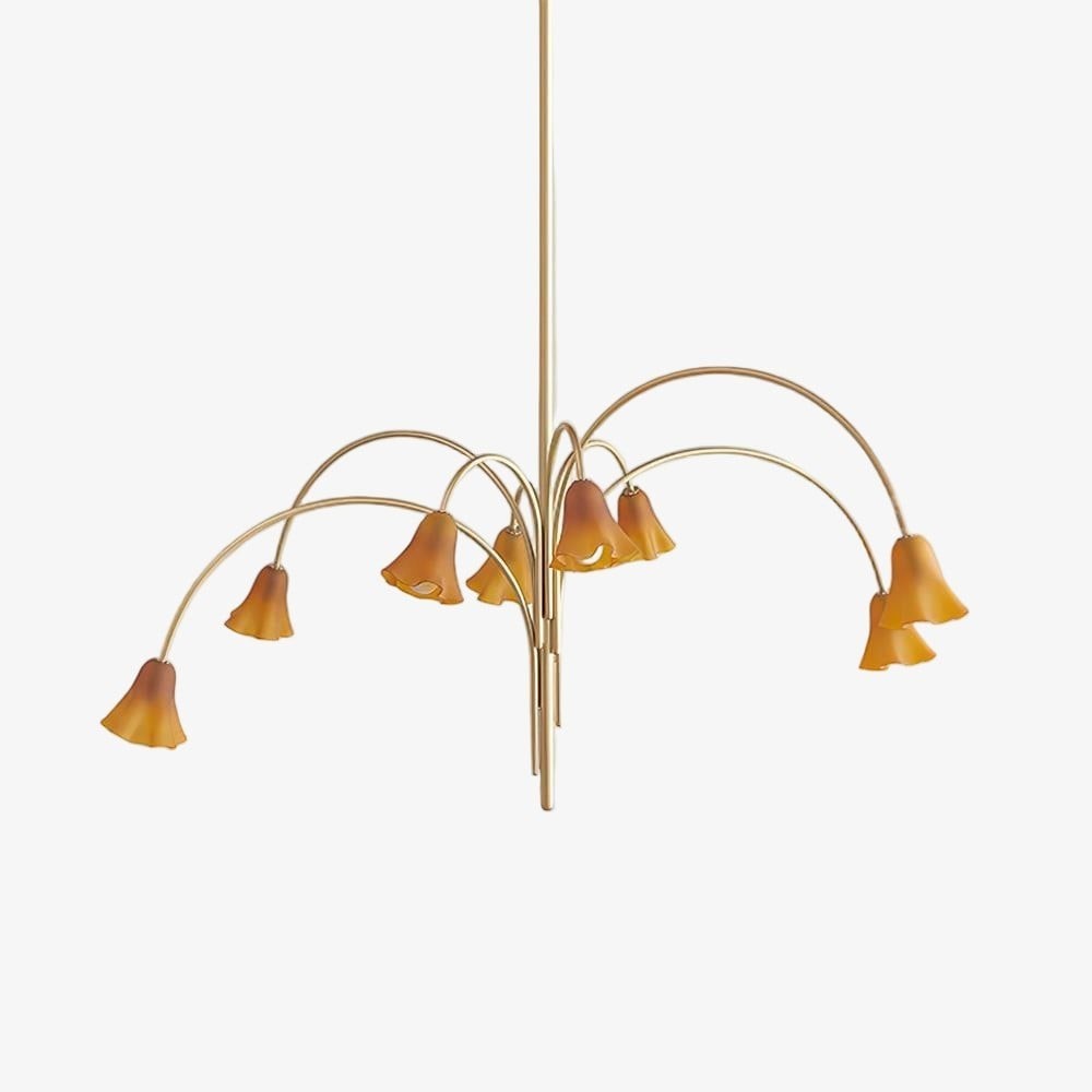 Bellina Modern Romantic Chandelier - Botanical Lily Design with Glass Flowers T280