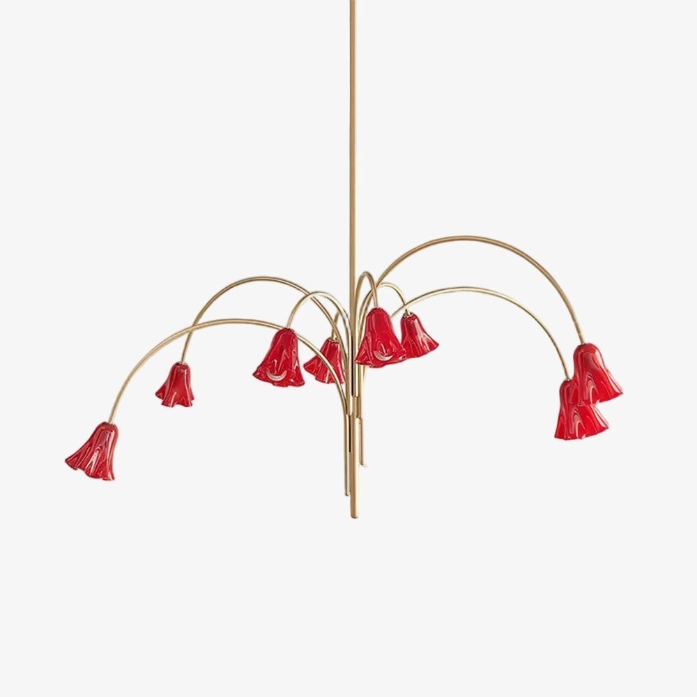 Bellina Modern Romantic Chandelier - Botanical Lily Design with Glass Flowers T280