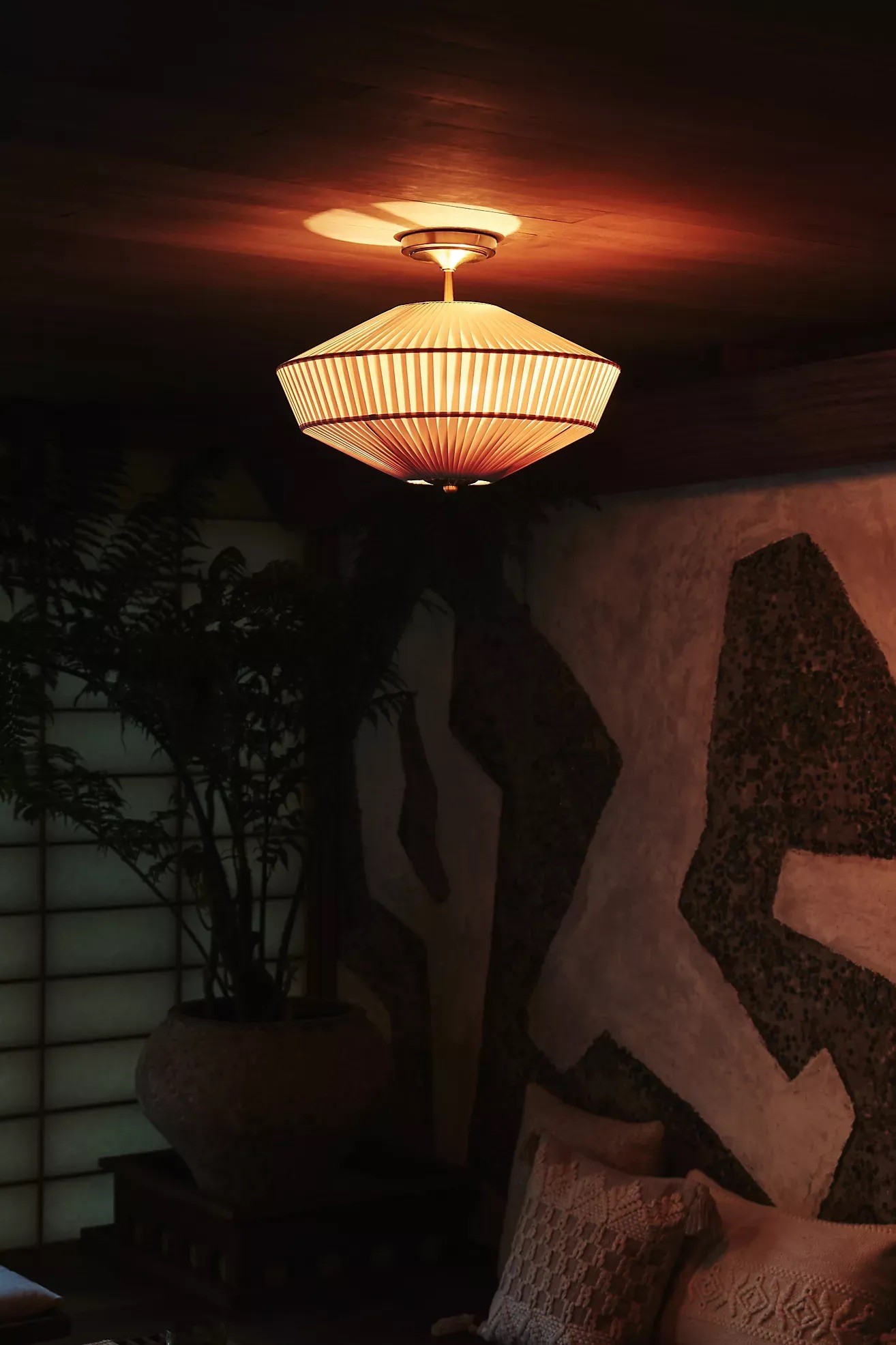 Elumina Silk Semi-Flush Mount - Modern Fabric Ceiling Light Fixture T084