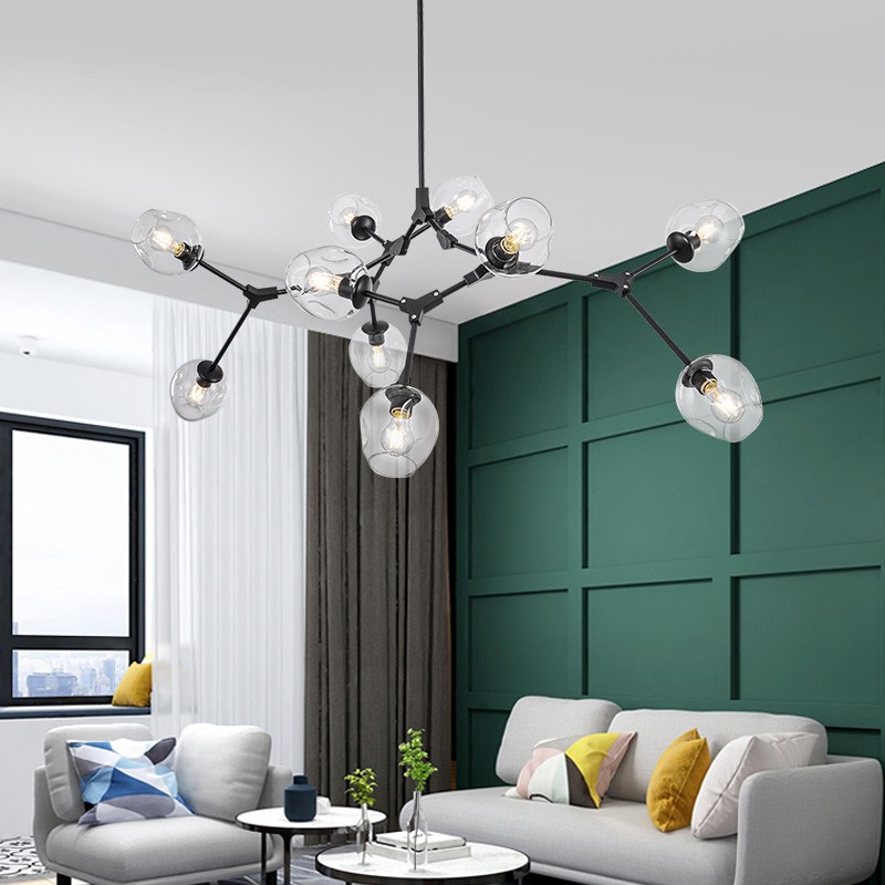 Asymmetrical Articulated Globe Branching Bubble Chandelier