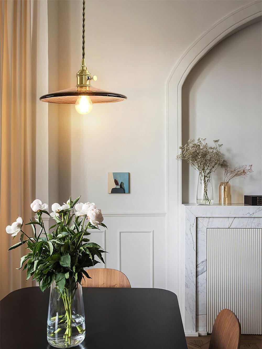 Brass Vintage Clear Glass Pendant Light M34