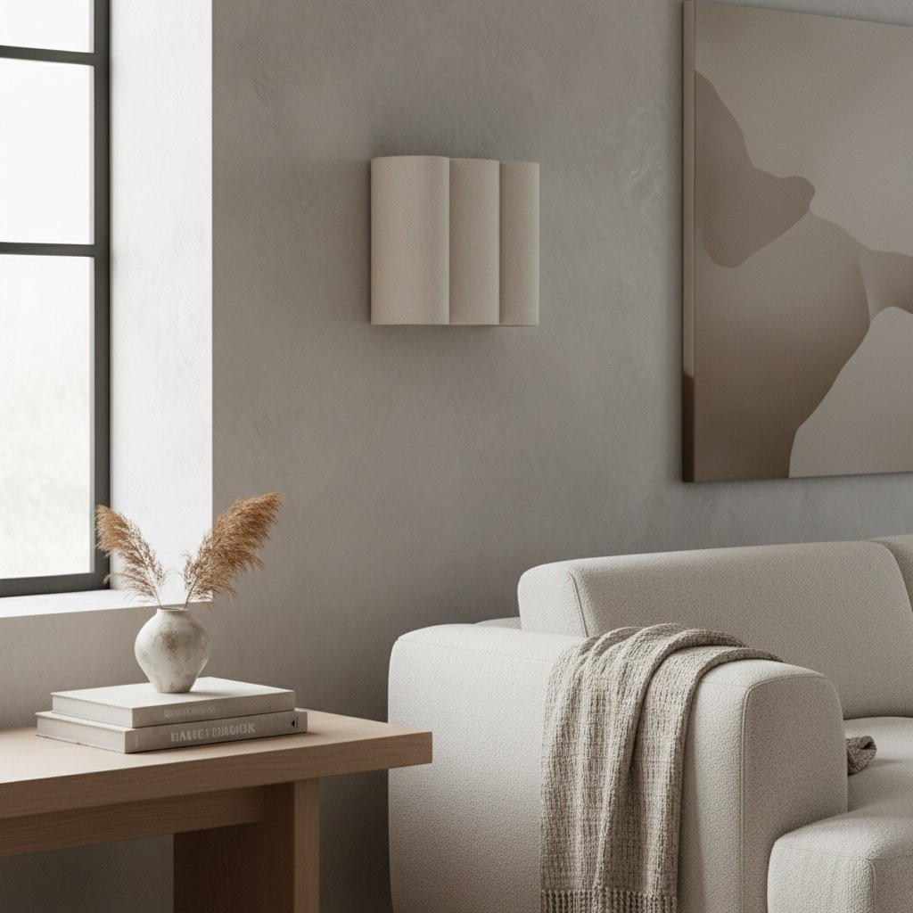 Linbron Linen Wall Sconce Natural Fabric Shade Modern Wall Light for Bedroom T478
