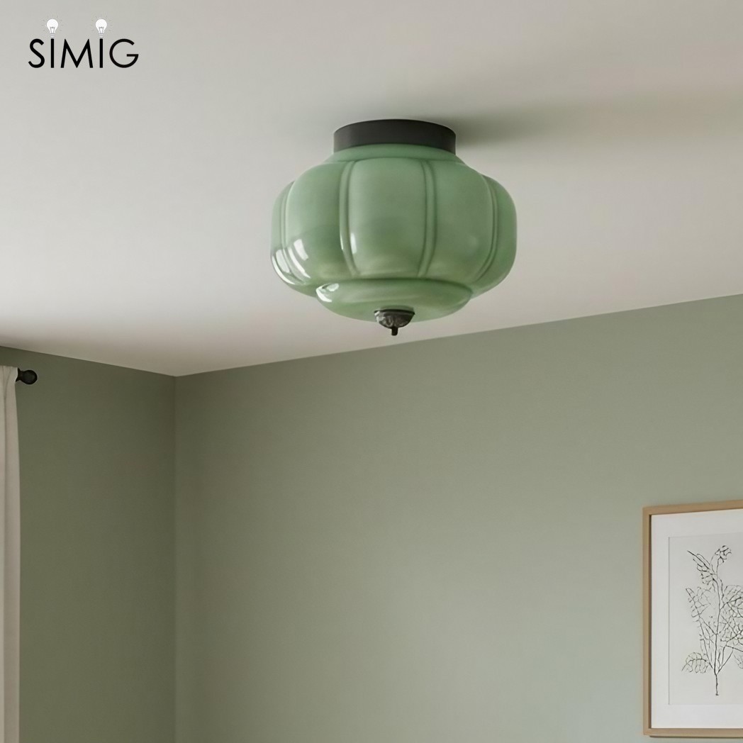 Eloise Retro Milk Glass Semi Flush Mount Ceiling Light G55