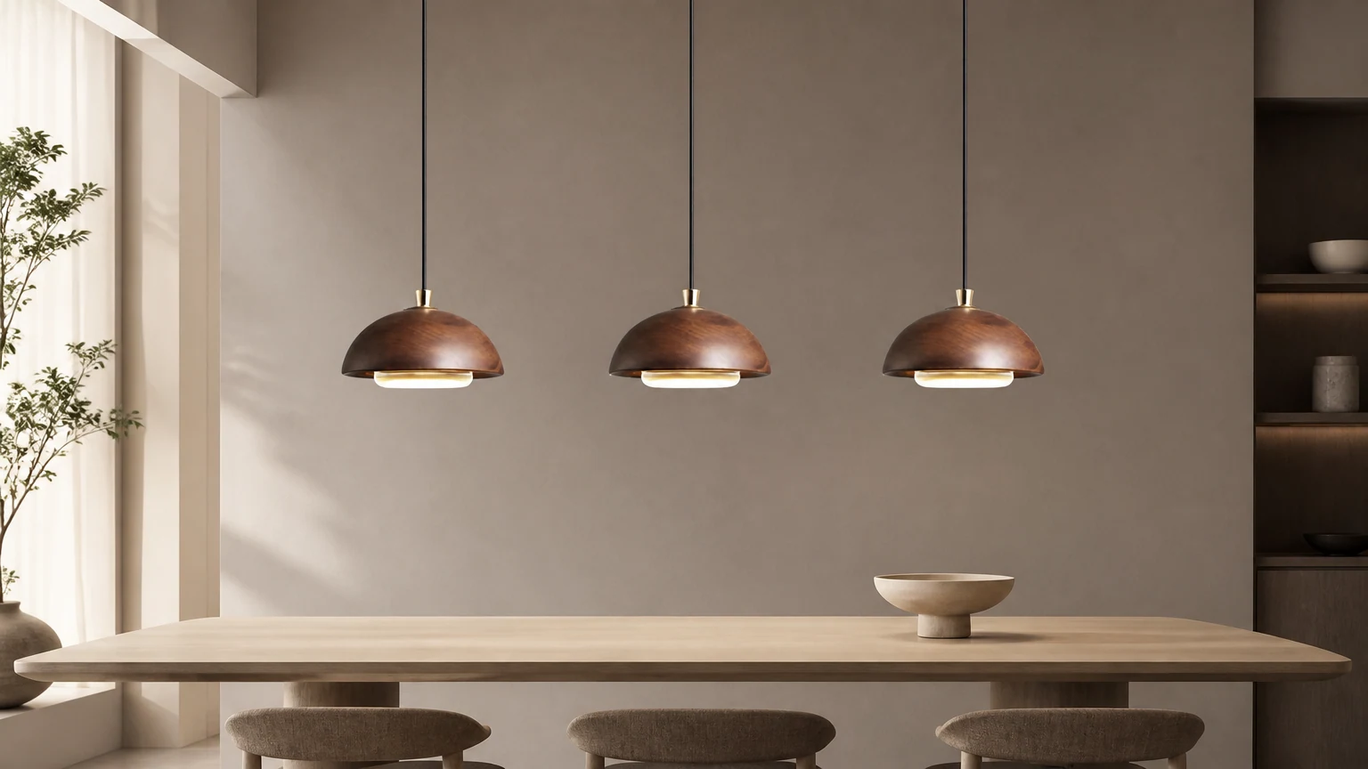 STALVOS Moderne Pendelleuchte in einem warmen, modernen Interieur