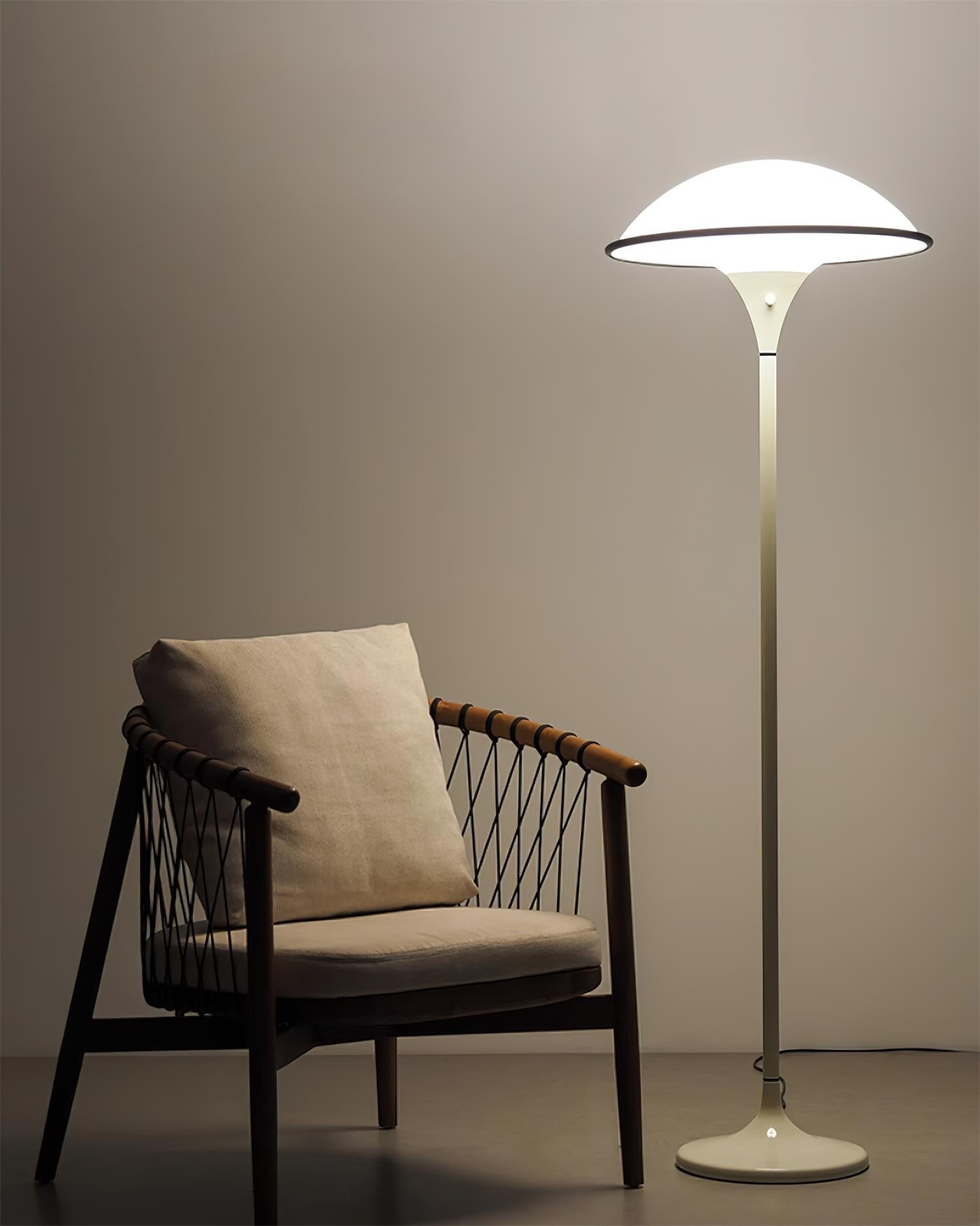 Danish Retro White Flying Saucer Floor Lamp M379