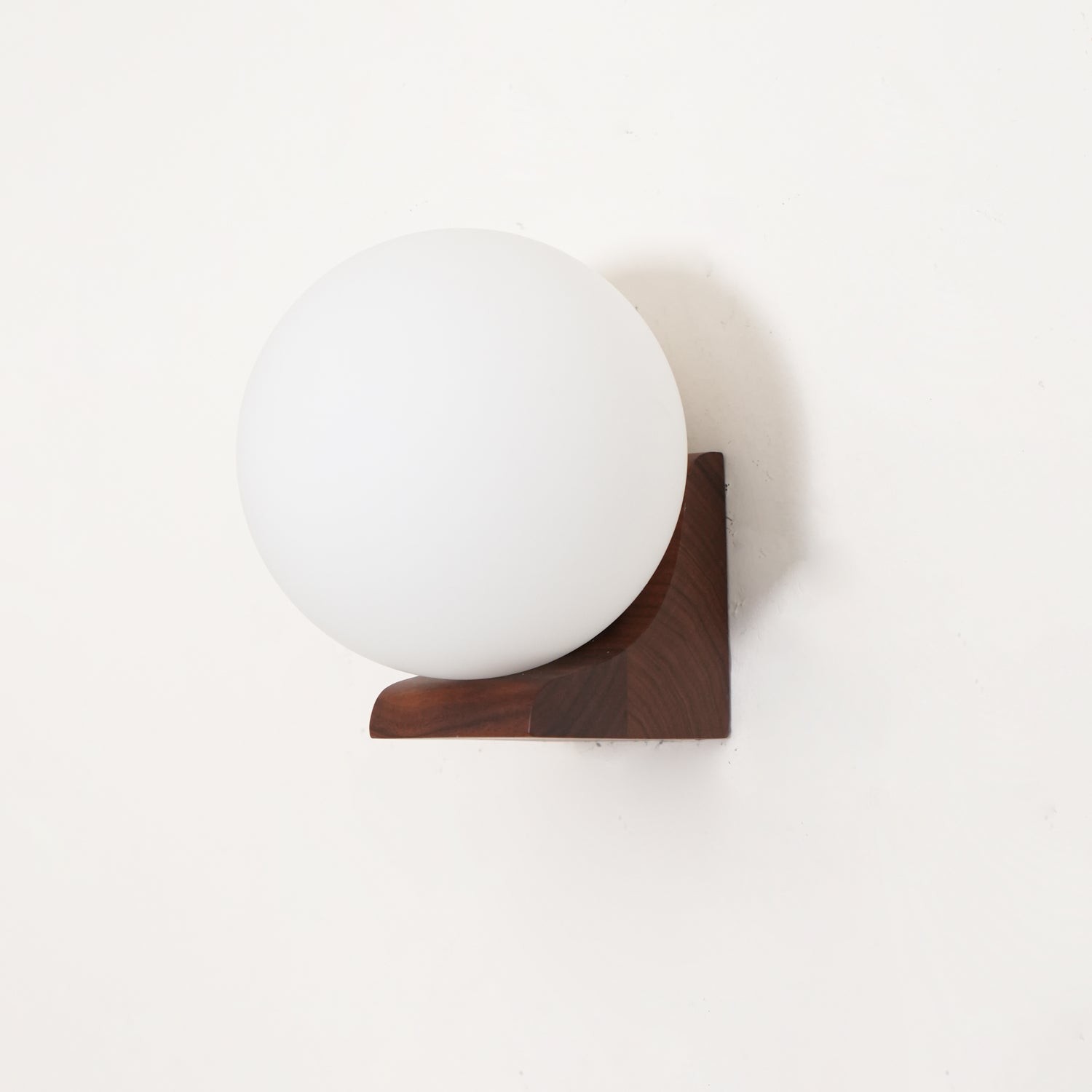 Minimalist Wooden Geometric Bracket Glass Globe Wall Lamp M477