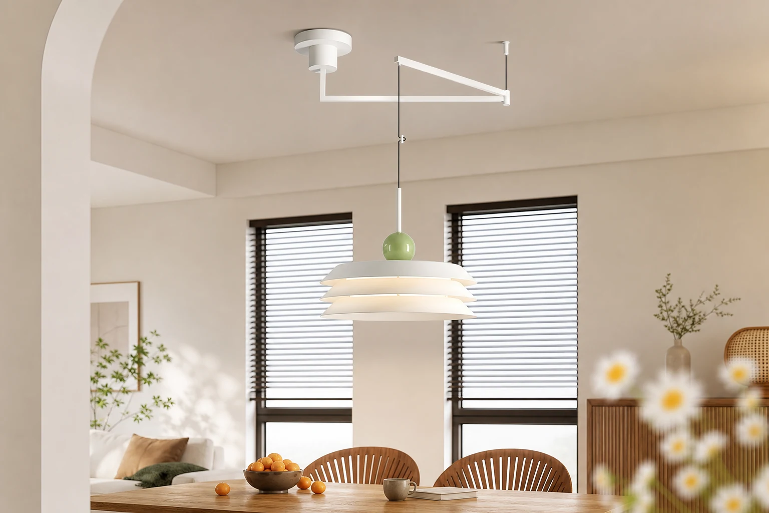 Lampa wisząca M451 pokazana w nordyckiej scenie wnętrz