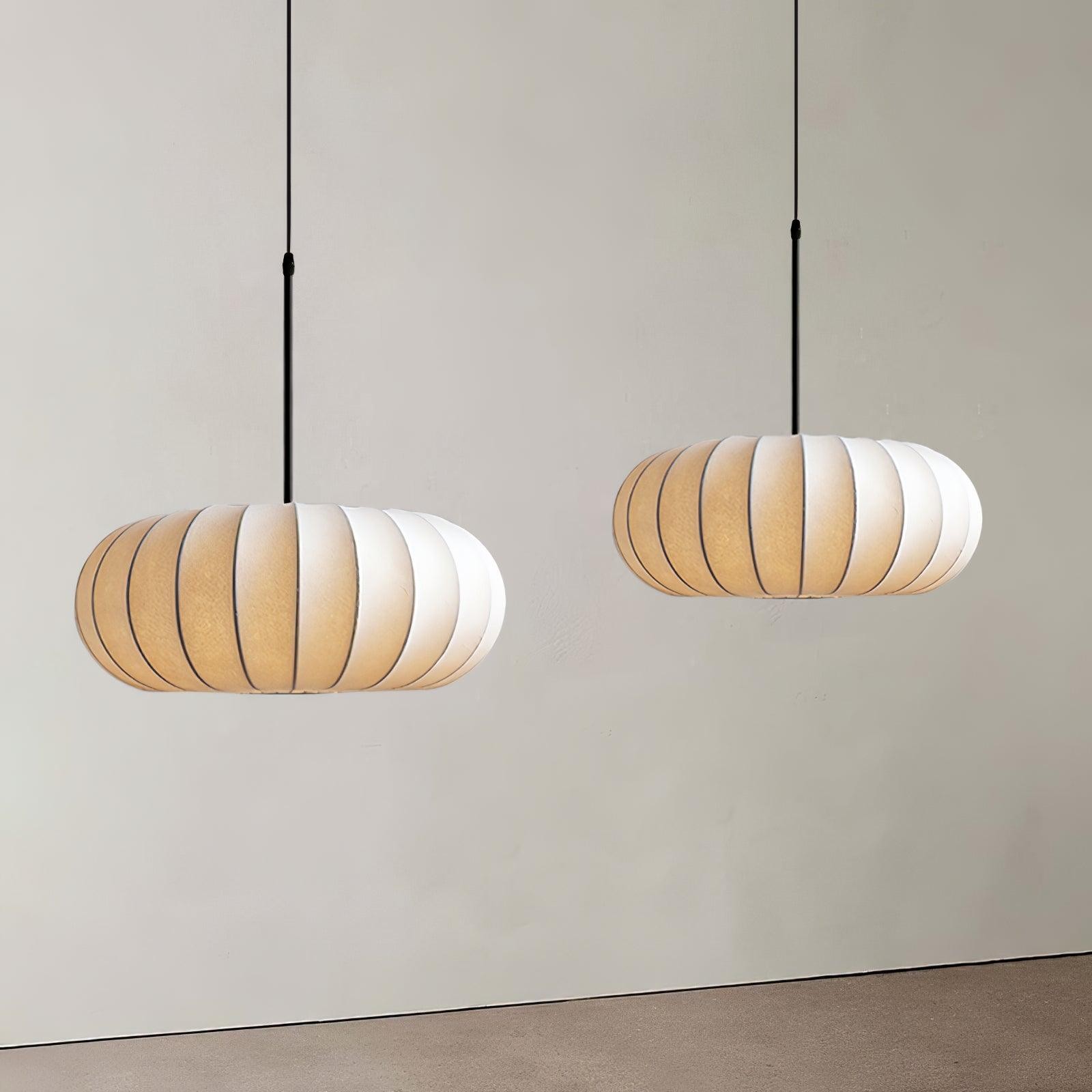 Simple Wabi-sabi White Lantern Fabric Pendant Lamp M105