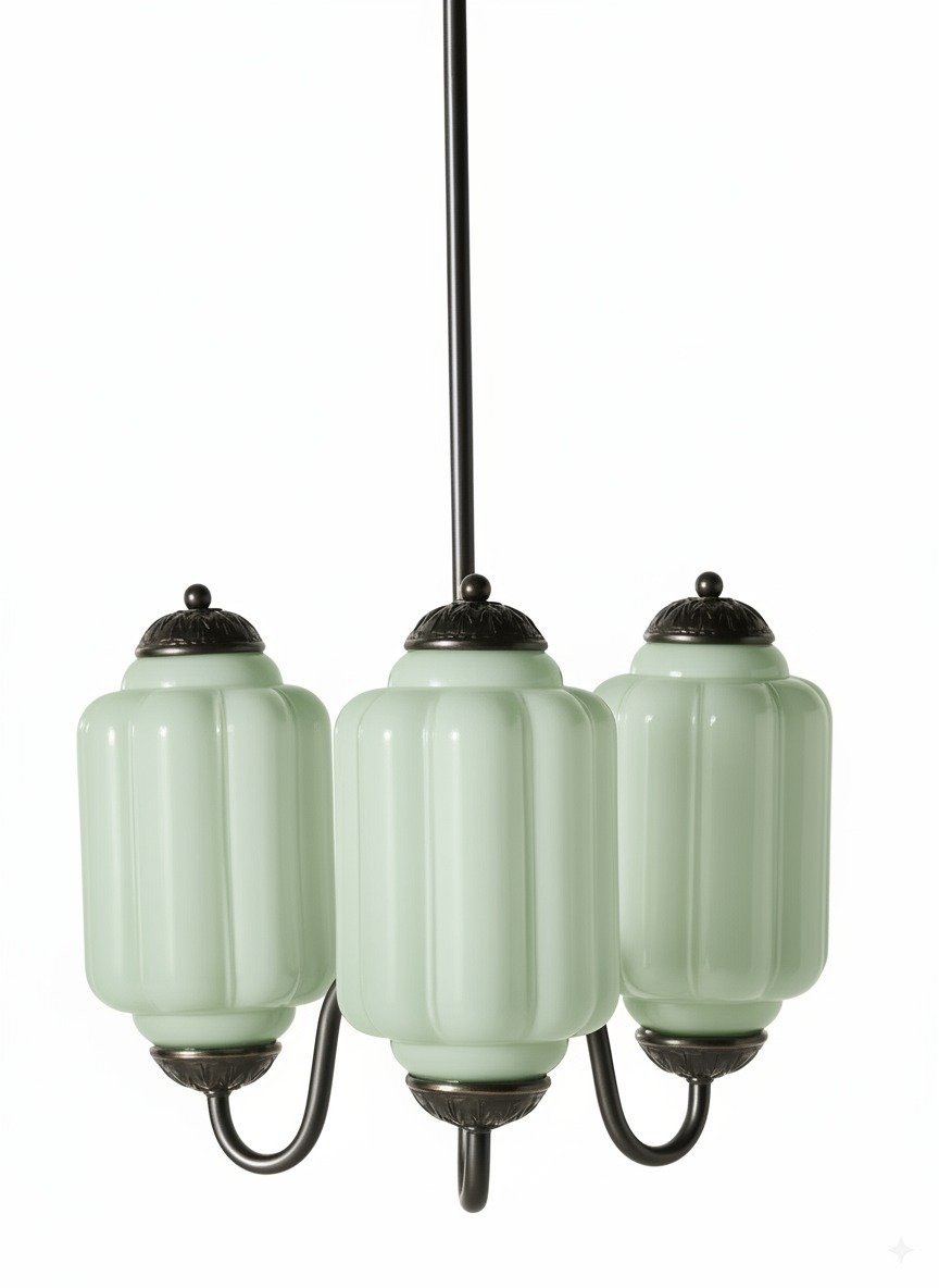 Eloise Vintage Glass Chandelier - Milk Glass Home Accent T289