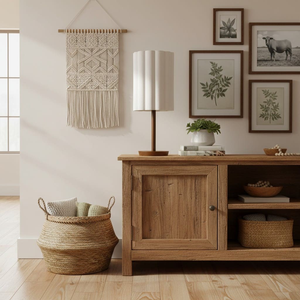 Linbron Modern Fabric Shade Table Lamp with Wood Base - Soft Ambient Lighting for Bedroom or Living Room T647