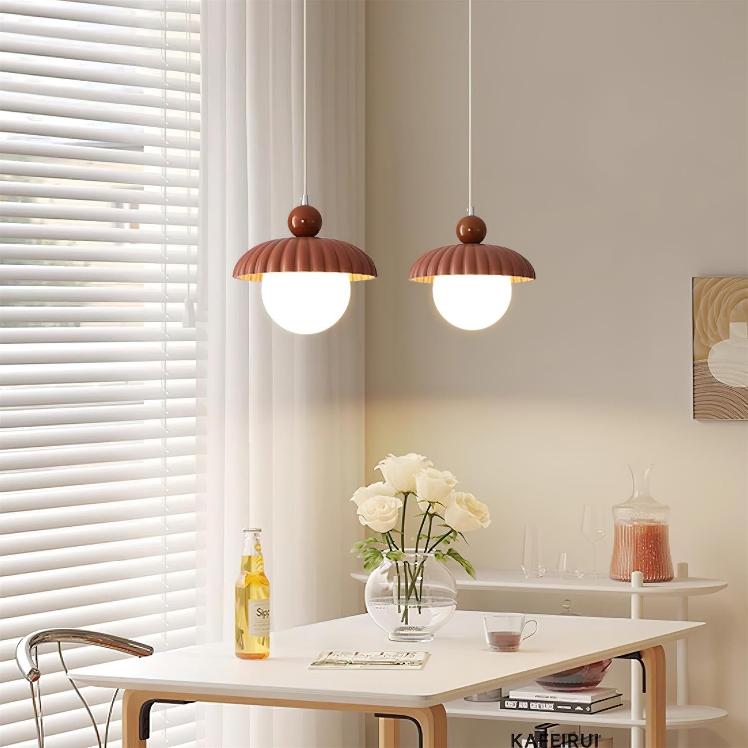 Creative Spherical Straw Hat Vertical Line Pendant Lamp M292