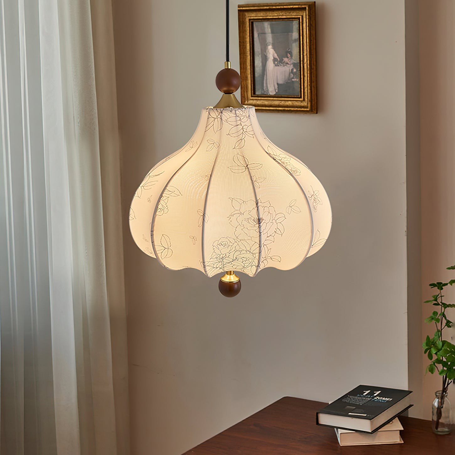 French Retro Fabric Pattern Pendant Lamp M77